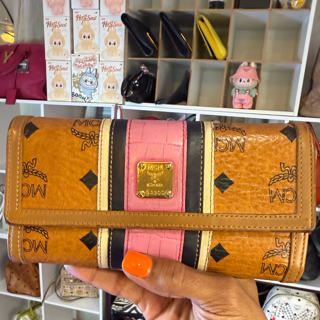 Mcm Tan And Pink Wallet